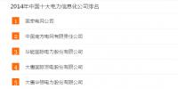2014年中國電力行業(yè)十大電力信息化公司排名