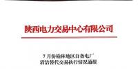 《7、8、9月份榆林地區(qū)自備電廠清潔能源交易執(zhí)行情況通報(bào)》