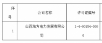 關(guān)于準(zhǔn)予山西地方電力發(fā)展有限公司承裝（修、試）電力設(shè)施許可證許可公示（2018）第15號