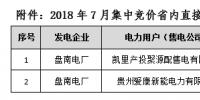 貴州電力交易中心2018年7月集中競價省內(nèi)直接交預(yù)成交情況的<font color=