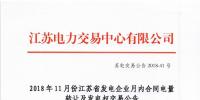 江蘇2018年11月發(fā)電企業(yè)月內(nèi)合同電量轉(zhuǎn)讓及發(fā)電權(quán)交易11月30日申報