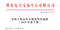 冀北2019年3月市場主體運行不規(guī)范情況通報：部分市場成員交易行為不嚴(yán)肅